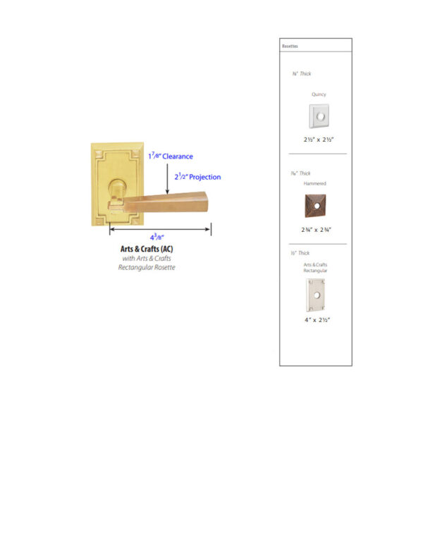 Emtek Hardware Arts & Crafts Door Lever Tech Specs