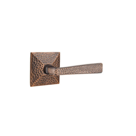 Emtek Hardware Hammered Arts & Crafts Door Lever w/Hammered Rosette, Shown In Oil Rubbed Bronze