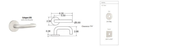 Emtek Cologne Brushed Stainless Steel Door Lever Tech Specs