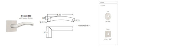 Emtek Dresden Brushed Stainless Steel Door Lever Tech Specs