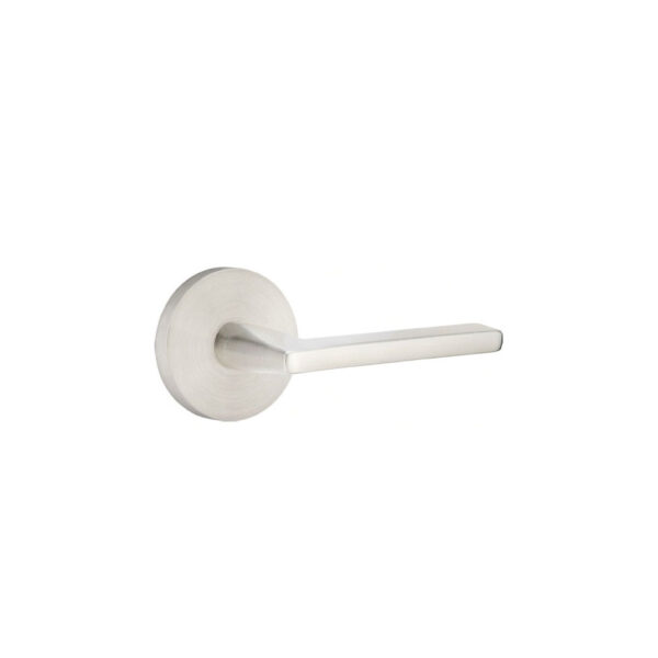 Emtek Helios Brushed Stainless Steel Door Lever w/Disk Rosette, Shown In Brushed Stainless Steel