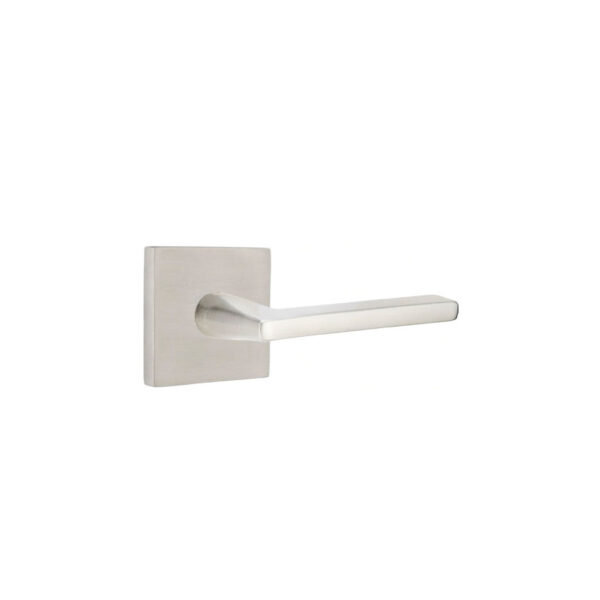 Emtek Helios Brushed Stainless Steel Door Lever w/Square Rosette, Shown In Brushed Stainless Steel