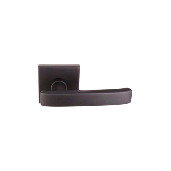 Emtek Geneva Brass Door Lever w/Square Rosette, Shown in Flat Black