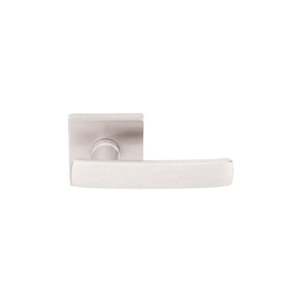 Emtek Geneva Brass Door Lever w/Square Rosette, Shown in Satin Nickel