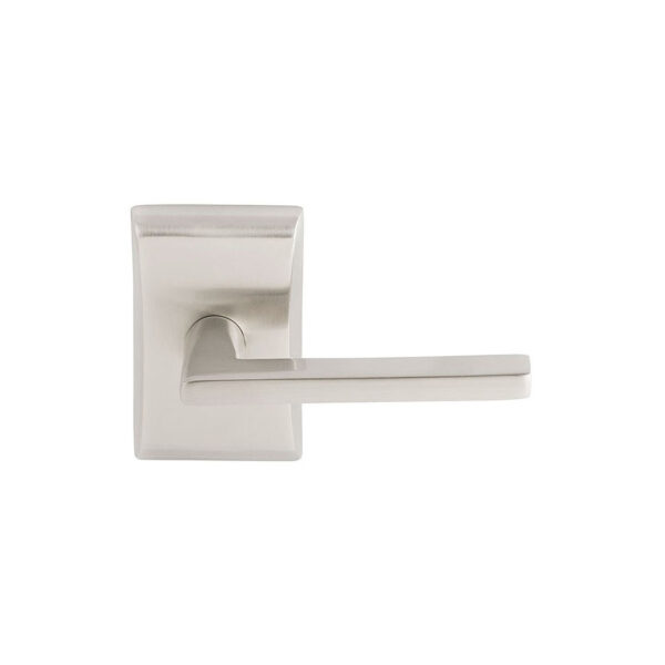 Emtek Helios Brass Door Lever w/Neos Rosette, Shown in Satin Nickel