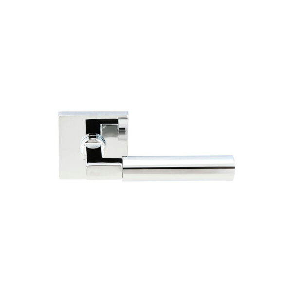 Emtek Hercules Brass Door Lever w/Square Rosette, Shown in Polished Chrome