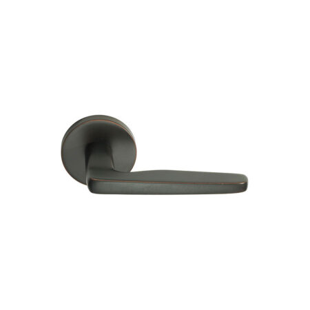 Emtek Hermes Brass Door Lever w/Round Rosette, Shown in Oil Rubbed Bronze
