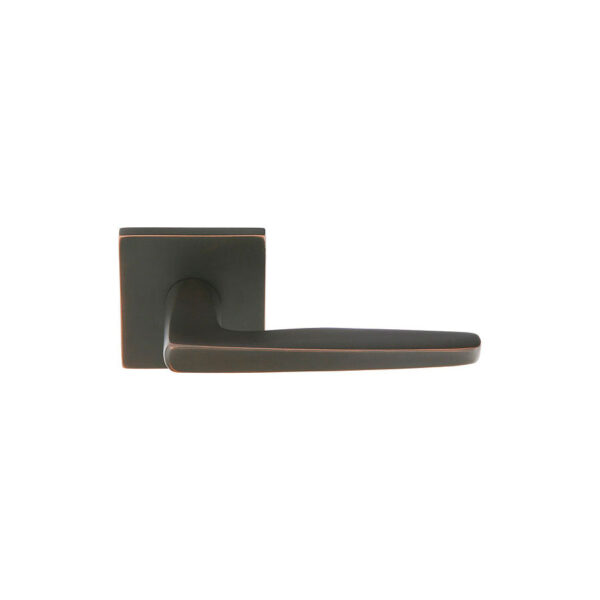 Emtek Hermes Brass Door Lever w/Square Rosette, Shown in Oil Rubbed Bronze