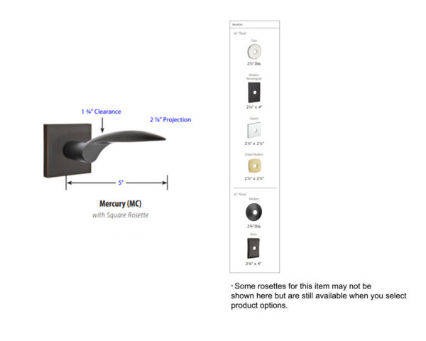Emtek Mercury Brass Door Lever Tech Specs