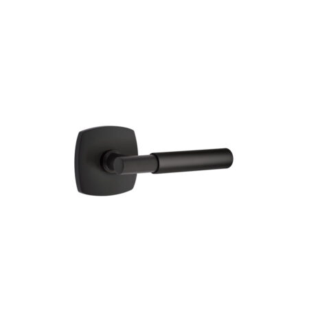 Emtek Myles Modern Brass Door Lever w/Urban Modern Rosette, Shown in Flat Black