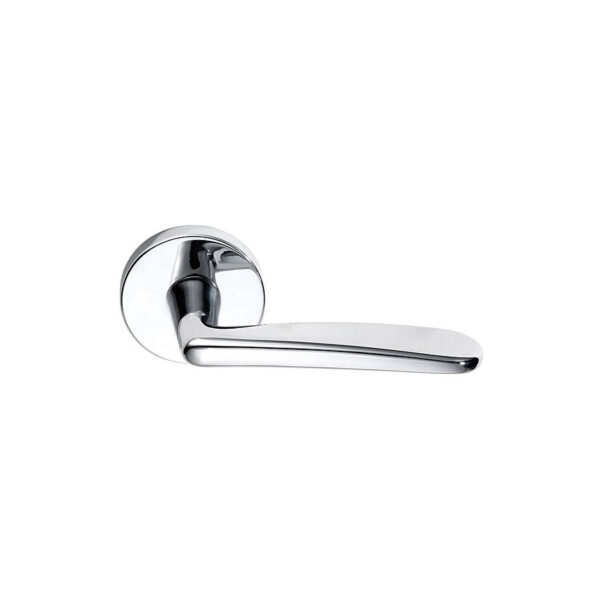 Emtek Poseidon Door Lever w/Disk Rosette Shown In Polished Chrome