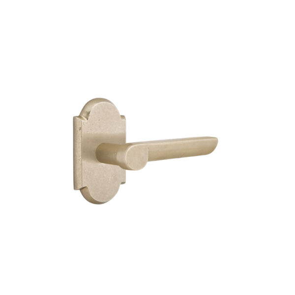 Emtek Hardware Sandcast Bronze Aurora Door Lever w/#1 Rosette, Shown In Tumbled White Bronze Bronze
