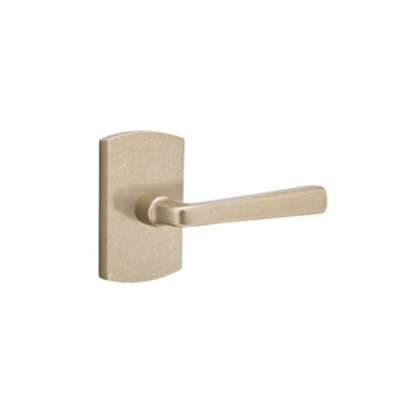 Emtek Hardware Sandcast Bronze Cimarron Door Lever w/#4 Rosette, Shown In Tumbled White Bronze