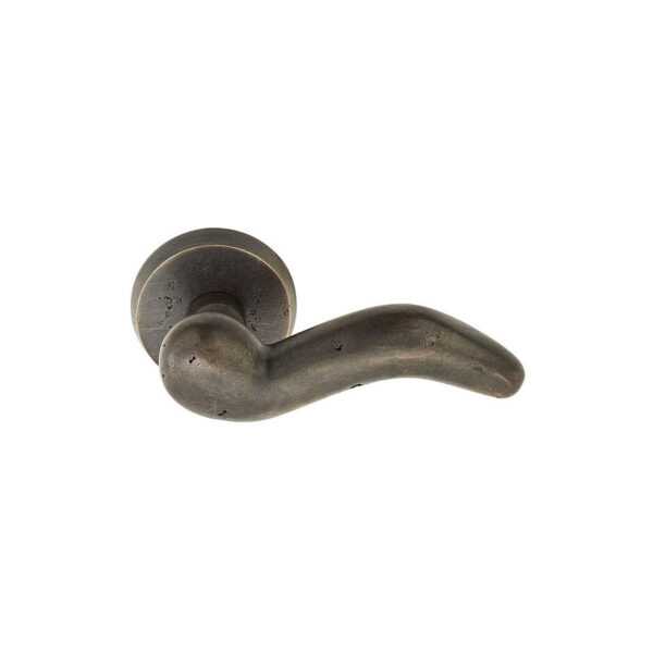 Emtek Hardware Sandcast Bronze Cody Door Lever w/#2 Rosette, Shown In Medium Bronze