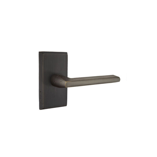 Emtek Hardware Sandcast Bronze Lariat Door Lever w/#3 Rosette, Shown In Medium Bronze