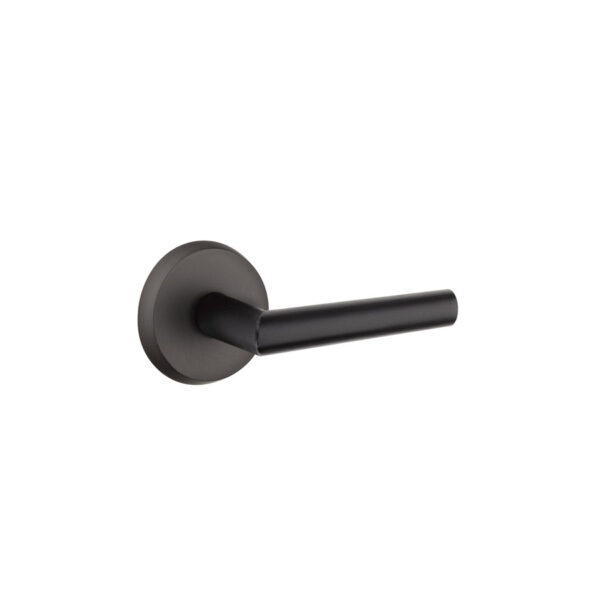 Emtek Hardware Sandcast Bronze Mariposa Door Lever w/#2 Rosette, Shown In Flat Black