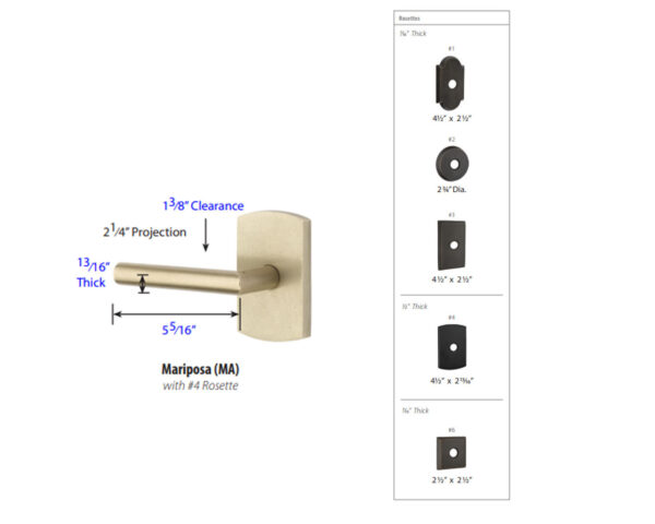 Emtek Hardware Sandcast Bronze Mariposa Door Lever Tech Specs