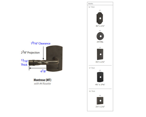 Emtek Hardware Montrose Door Lever Tech Specs