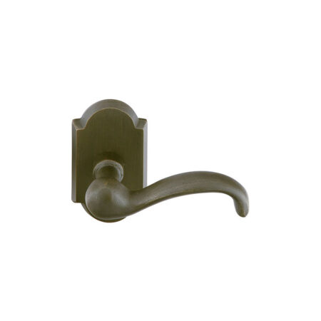 Emtek Hardware Sandcast Bronze Teton Door Lever w/#1 Rosette, Shown In Medium Bronze