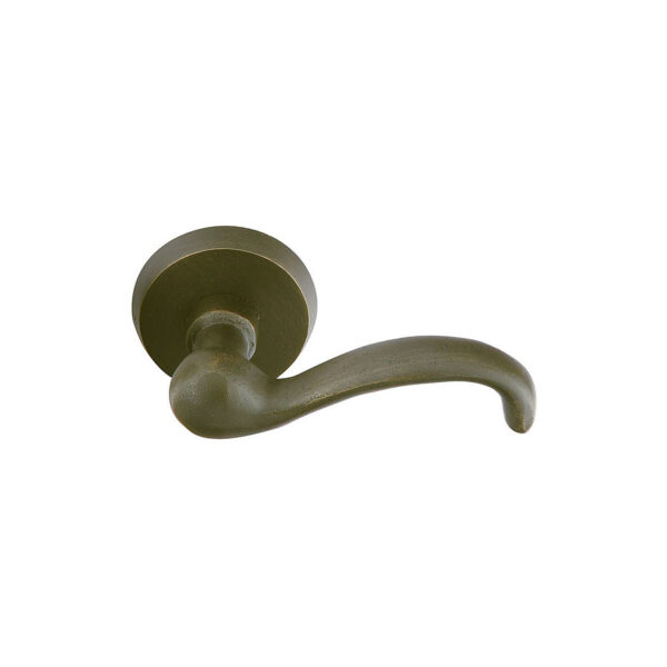 Emtek Hardware Sandcast Bronze Teton Door Lever w/#2 Rosette, Shown In Medium Bronze