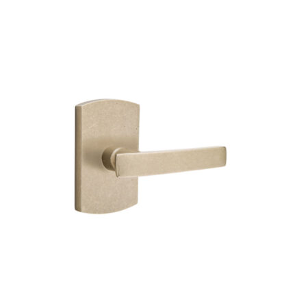 Emtek Hardware Sandcast Bronze Yuma Door Lever w/#4 Rosette, Shown In Tumbled White Bronze