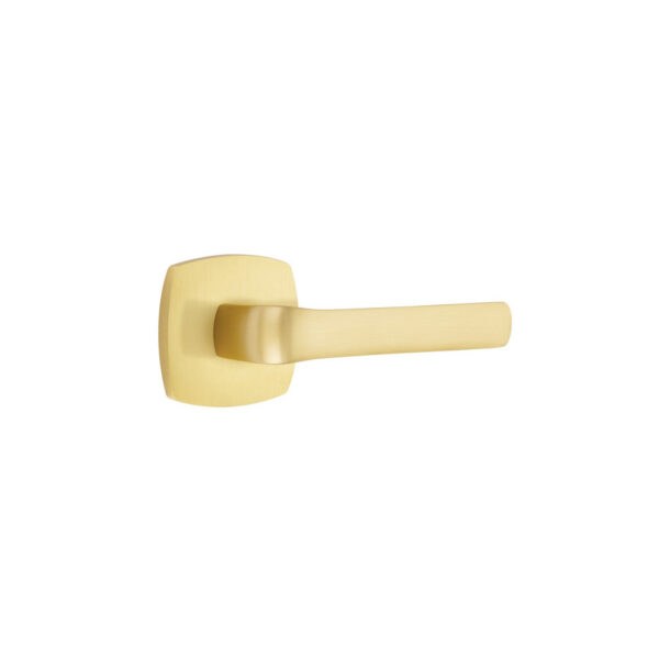 Emtek Spencer Door Lever w/Urban Modern Rosette Shown In Satin Brass
