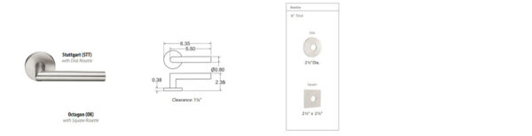 Emtek Stuttgart Brushed Stainless Steel Door Lever Tech Specs