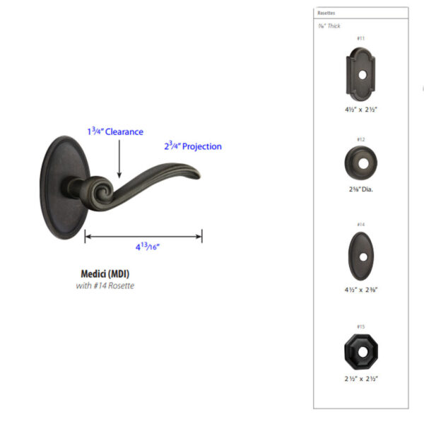 Emtek Medici Door Lever Tech Specs