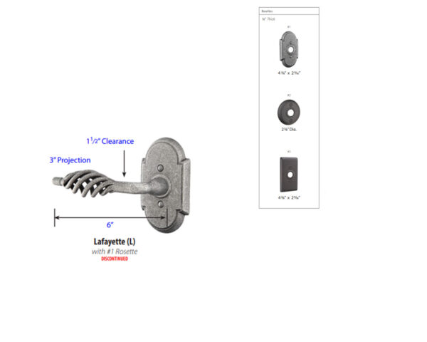 Emtek Hardware Lafayette Wrought Steel Door Lever Tech Specs