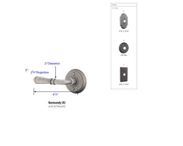 Emtek Normandy Wrought Steel Door Lever Tech Specs