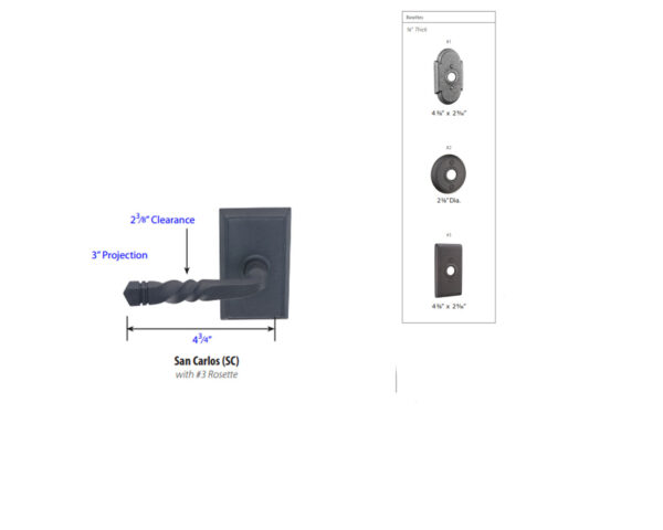 Emtek Hardware San Carlos Wrought Steel Door Lever Tech Specs
