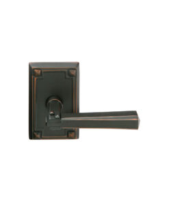 Emtek Hardware Arts & Crafts Door Lever w/Arts & Craft Rosette, Shown In Oil Rubbed Bronze