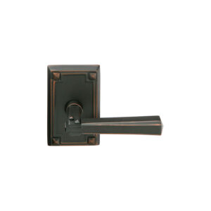Emtek Hardware Arts & Crafts Door Lever w/Arts & Craft Rosette, Shown In Oil Rubbed Bronze
