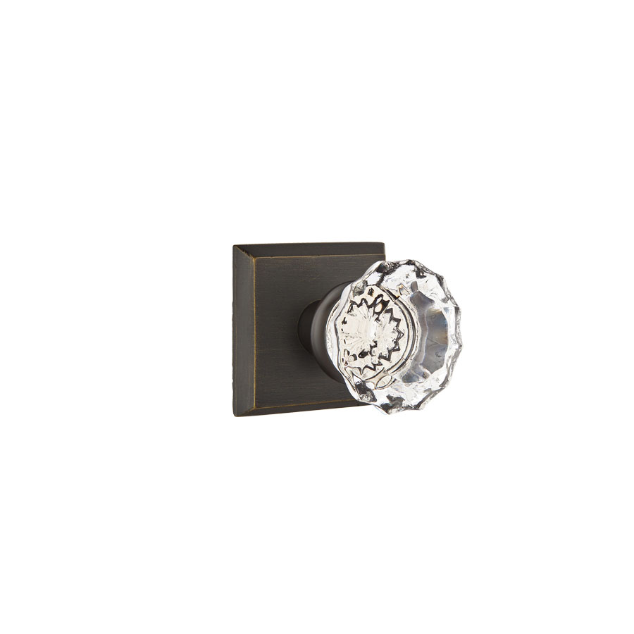 Emtek Hardware Bronze Astoria Crystal Clear Door Knob w/#2 Rosette, Shown In Flat Black Bronze - Image 5