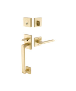 Emtek Hardware Baden Brass Tubular Entryset w/Helios Lever Shown In Satin Brass