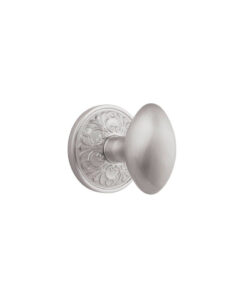 Emtek Hardware Brass Egg Door Knob w/Lancaster Rosette, Shown In Satin Nickel