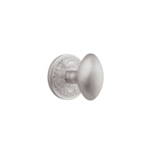 Emtek Hardware Brass Egg Door Knob w/Lancaster Rosette, Shown In Satin Nickel