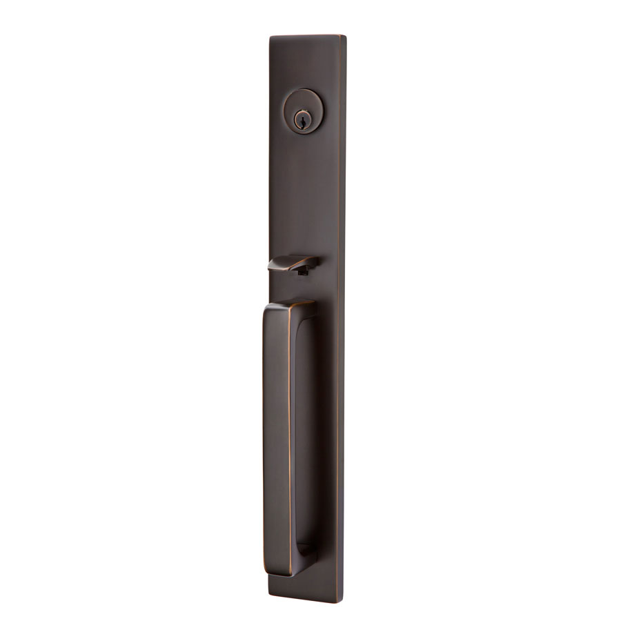 Emtek Hardware Lausanne Brass Tubular Entryset w/Geneva Lever Shown In Oil Rubbed Bronze - Image 3