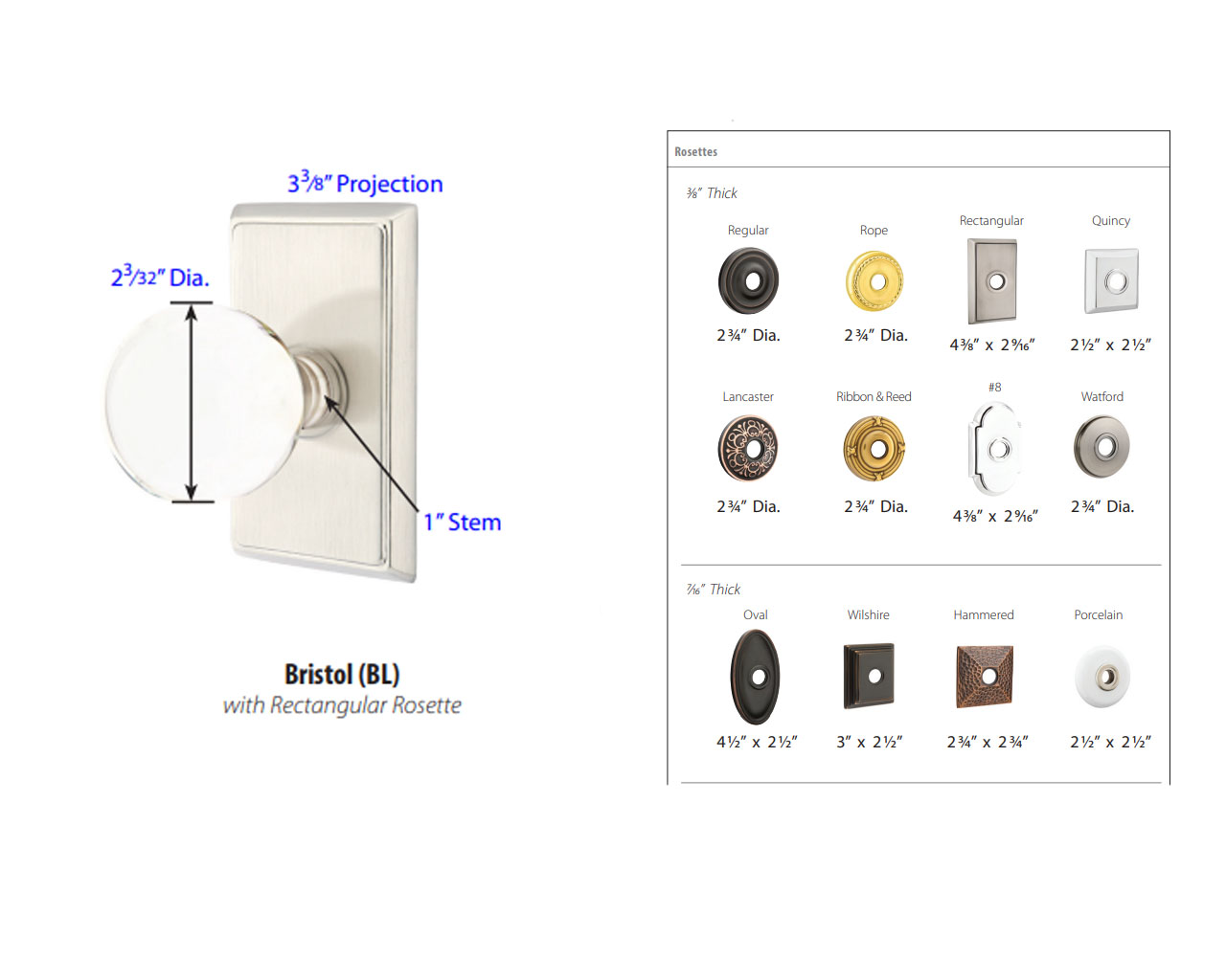 Emtek Hardware Bristol Crystal Door Knob w/Ribbon & Reed Rosette, Shown In Polished Chrome - Image 6