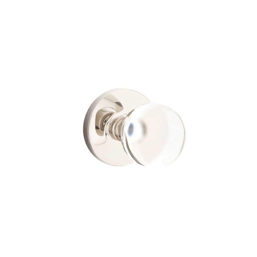 Emtek Bristol Crystal Modern Door Knob w/Square Rosette, Shown In Satin Nickel - Image 2