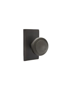 Emtek Hardware Sandcast Bronze Butte Door Knob w/#3 Rosette, Shown In Flat Black Bronze