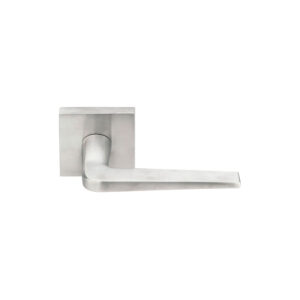 Emtek Athena Brushed Stainless Steel Door Lever w/Square Rosette, Shown In Brushed Stainless Steel
