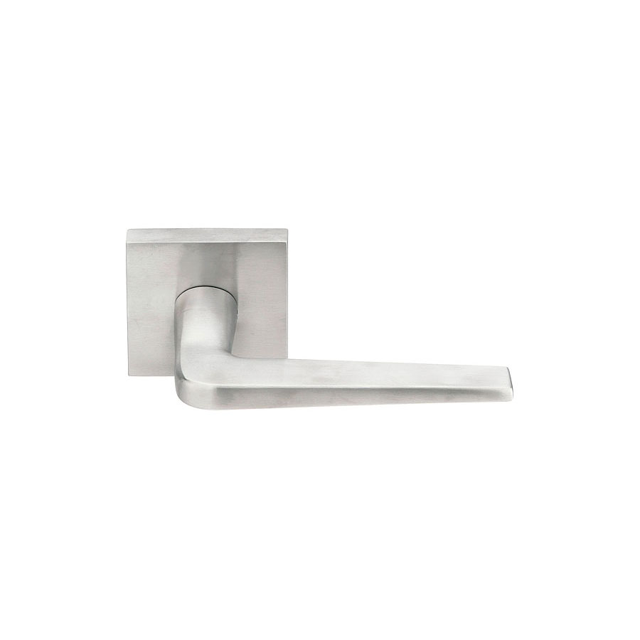 Emtek Athena Brushed Stainless Steel Door Lever w/Square Rosette, Shown In Brushed Stainless Steel