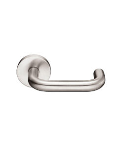 Emtek Cologne Brushed Stainless Steel Door Lever w/Disk Rosette, Shown In Brushed Stainless Steel