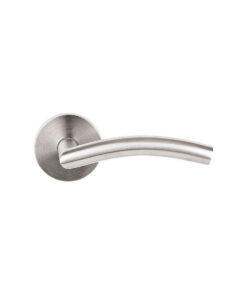 Emtek Dresden Brushed Stainless Steel Door Lever w/Disk Rosette, Shown In Brushed Stainless Steel