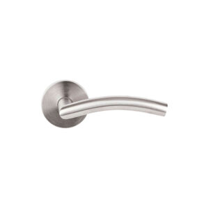 Emtek Dresden Brushed Stainless Steel Door Lever w/Disk Rosette, Shown In Brushed Stainless Steel