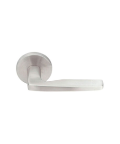 Emtek Hermes Brushed Stainless Steel Door Lever w/Disk Rosette, Shown In Brushed Stainless Steel
