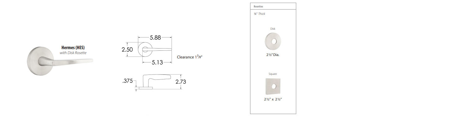 Emtek Hermes Brushed Stainless Steel Door Lever w/Disk Rosette, Shown In Brushed Stainless Steel - Image 3