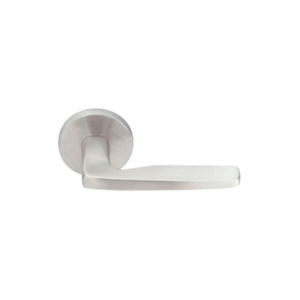 Emtek Hermes Brushed Stainless Steel Door Lever w/Disk Rosette, Shown In Brushed Stainless Steel