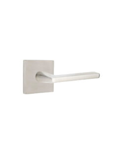 Emtek Helios Brushed Stainless Steel Door Lever w/Square Rosette, Shown In Brushed Stainless Steel